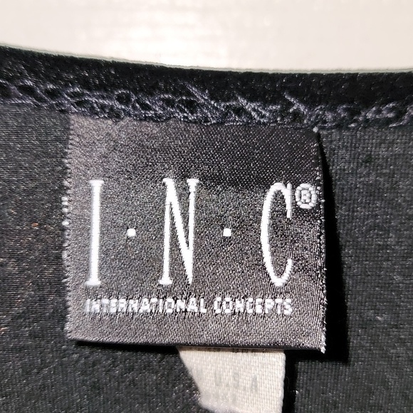 Vintage I.N.C. Black V-neck Velvet Top Sz M - Picture 2 of 8